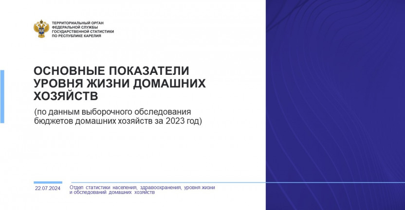 Основные показатели уровня жизни домашних хозяйств за 2023 год